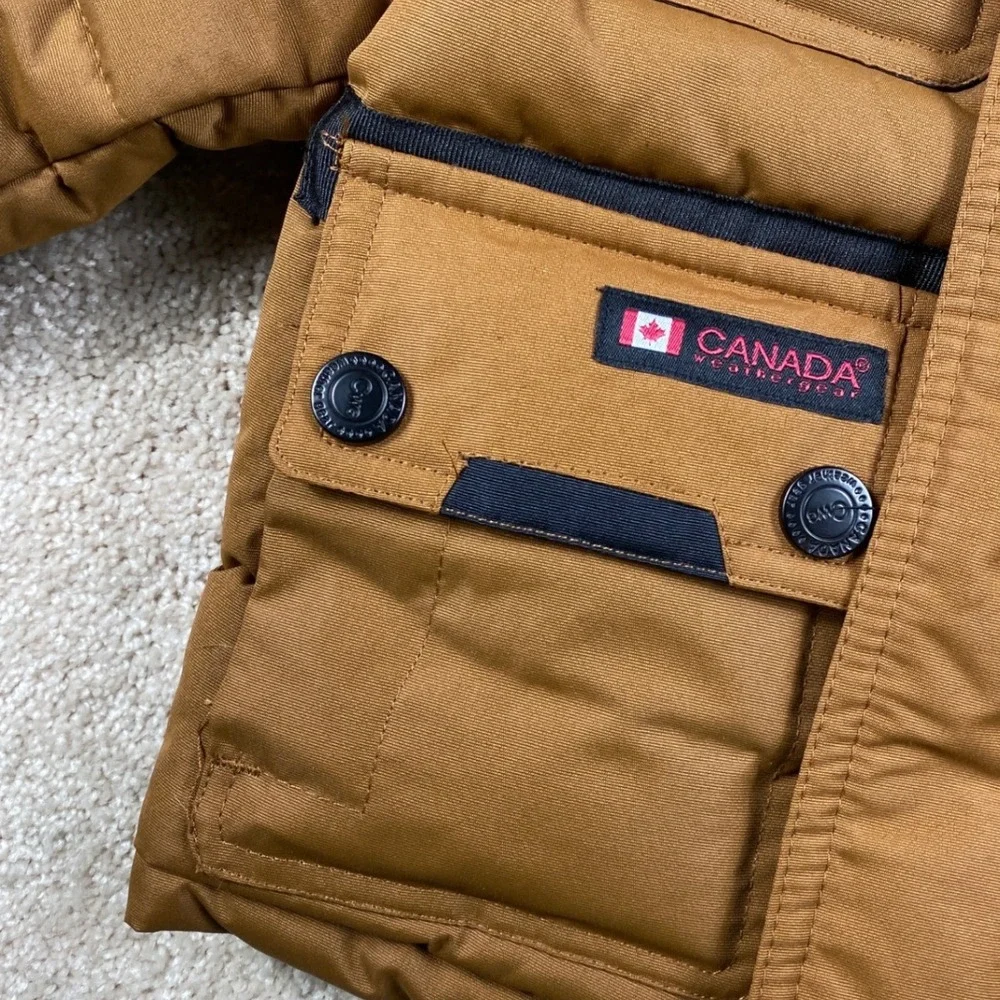 Canada Weathergear Boys Toddler 2T Tan Brown Faux Fur Hood Puffer‎ Parka Jacket